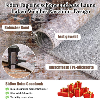 MAST DOO Waschbarer Kurzflor Teppich abstrakt - Rost 160x230cm