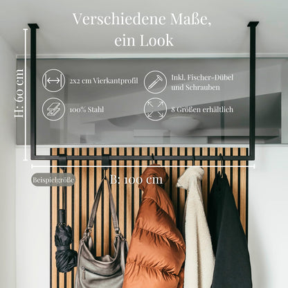 Homemetall Kleiderstange Deckenmontage – Schwarz Metall B80cm