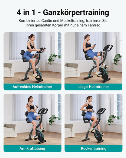 MERACH 4-in-1 Heimtrainer Ergometer – Klappbar, Magnetisch