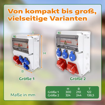 Baustromverteiler Wand Zähler IP65 - 1x16A 3x230V CEE LS FI