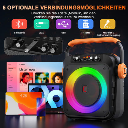 JYX MS80 Karaokemaschine mit 2 drahtlosen Mikrofonen, Bluetooth