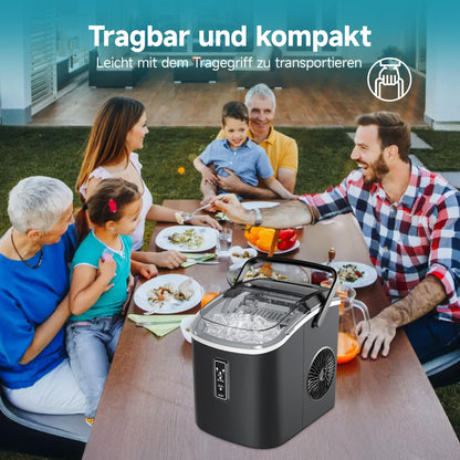 EUHOMY Eiswürfelmaschine klein, 12 kg/Tag, selbstreinigend, schwarz