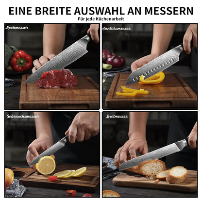 FUTHVWIN Profi Messerset Küchenmesser Set 7-teilig – Carbon Edelstahl