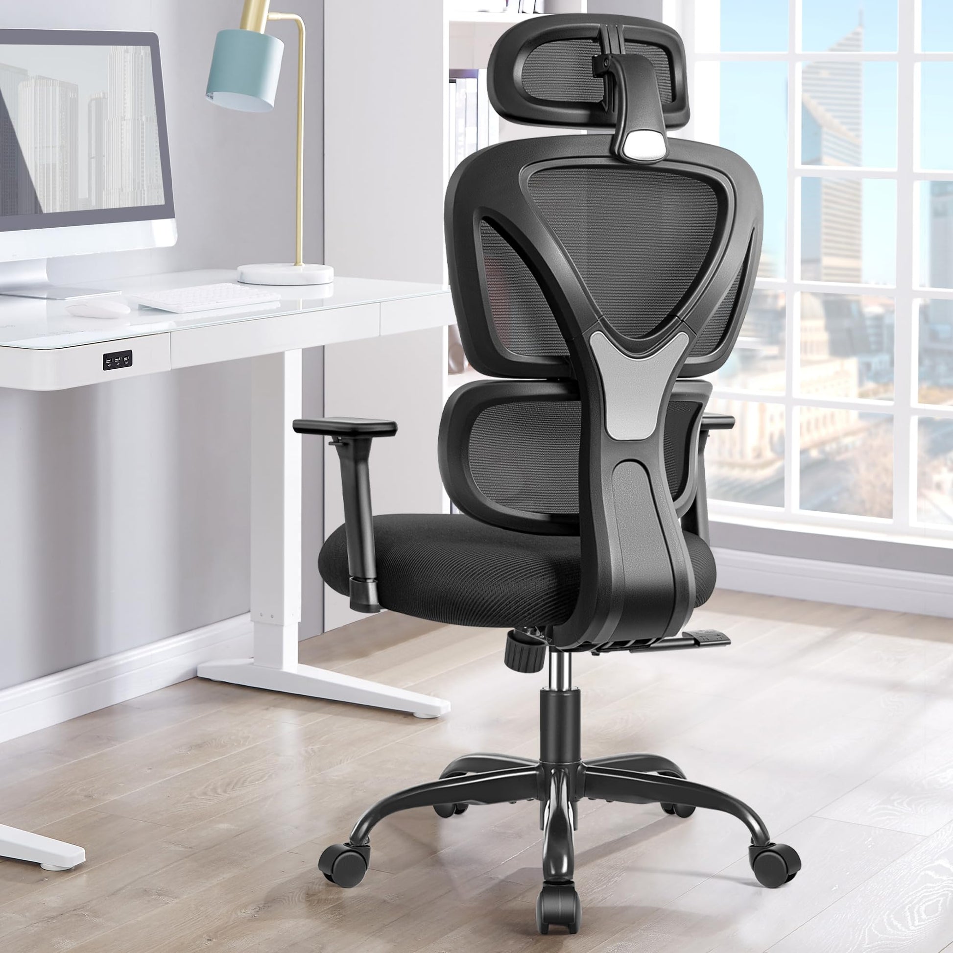 KERDOM Ergonomischer Schreibtischstuhl Bürostuhl – Schwarz: Optimiert für langes, komfortables Sitzen im Büro oder Homeoffice.