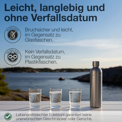 Nordiqo Edelstahl Sprudelflasche 1L für SodaStream & Aarke, 2er-Set