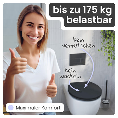 instmaier Gaia WC Sitz MDF Schwarz - Oval, Absenkautomatik