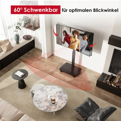 AOKCOS TV Ständer rollbar, höhenverstellbar, 32-65 Zoll, schwarz