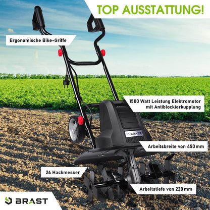 BRAST Motorhacke BRE-AF 1500 Elektro Gartenfräse 1500 Watt 45 cm