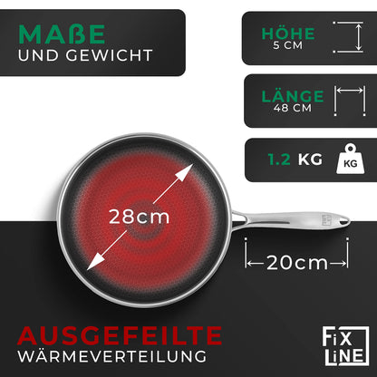 FIXLINE® Premium Bratpfanne Ø28cm - Antihaftbeschichtung