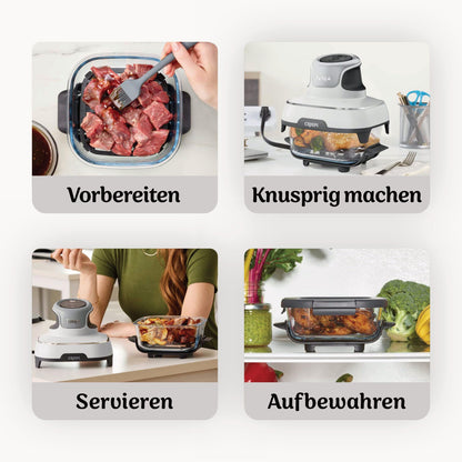 Ninja CRISPi Tragbare Heissluftfritteuse FN102EU, 3,8 l & 1,4 l, Weiss