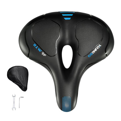 YOUNGDO Gel Fahrradsattel, ergonomisch, atmungsaktiv, mit Abdeckung, PU-Oberfläche, mittlere Aussparung