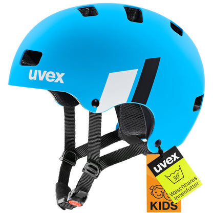 uvex Kid 3 cc Fahrradhelm für Kinder, Blue-White matt, 51–55 cm mit Belüftungsöffnungen