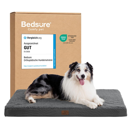 BEDSURE orthopädisches Hundebett grosse Hunde 104x74x9 cm dunkelgrau