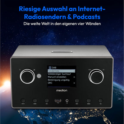 MEDION P85444 2.1 Internetradio mit Subwoofer, DAB+/UKW, Titan