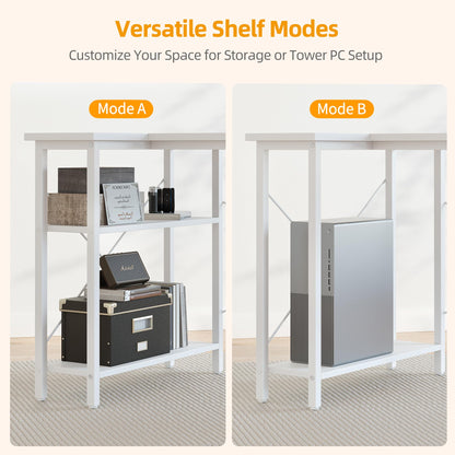 BEXEVUE L-förmiger Gaming Tisch 120x70 cm – Weiss, umkehrbar