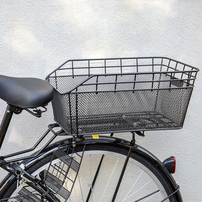 CXWXC Fahrradkorb hinten mit Ladungsnetz und Futterung, schwarz
