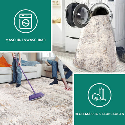 Capslpad Abstrakt Beige Wohnzimmer Teppich - Kurzflor 160x230cm