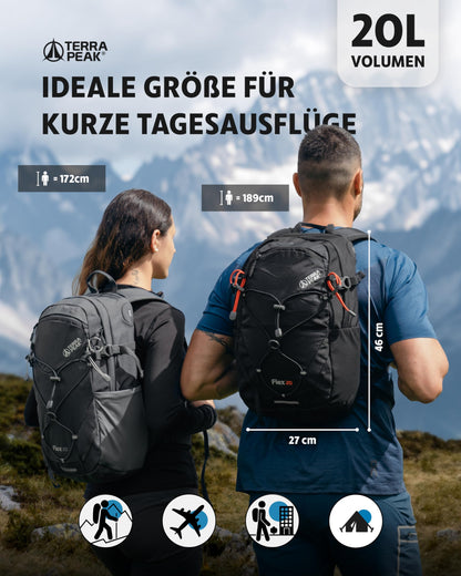 Terra Peak FLEX 20 Wanderrucksack 20L schwarz wasserabweisend
