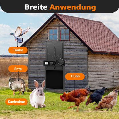 MASTERFUN Automatische Hühnerklappe, Aluminium, Timer, JSM10BK