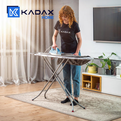 KADAX Bügelbrett klappbar mit Bügeleisenablage, 114 x 34 cm, Grau