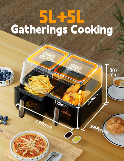 Heissluftfritteuse Dual Zone XXL 10L – Ölfrei, Sichtfenster