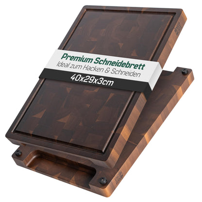 MAKUMORI Schneidebrett Stirnholz Akazie karbonisiert 40x29x3cm, dunkelbraun, dient zur Speisenzubereitung.