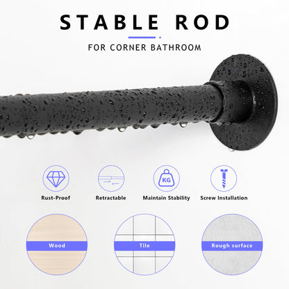 YOFOQ Duschstange L-Form Edelstahl verstellbar 62-94x141-174cm
