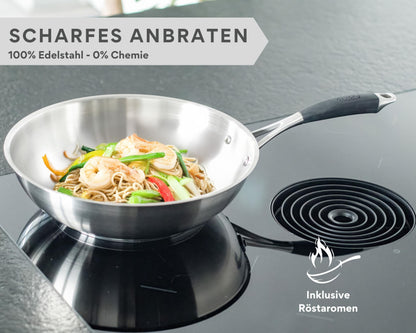 DIVORY PURA Wokpfanne unbeschichtet Induktion – 28 cm