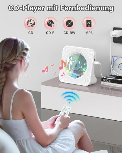 Greadio CD-Player tragbar mit Bluetooth, FM-Radio und Fernbedienung