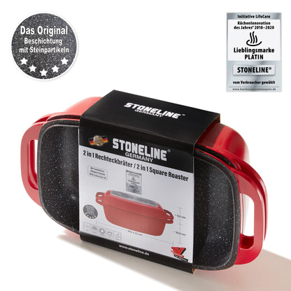 STONELINE Aluguss Bräter 40x22 cm - Induktion, Antihaft, Rot