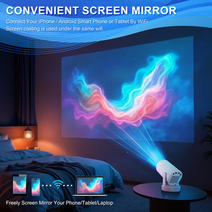 Mini Beamer Tragbarer Projektor WiFi 6 Android 11 1080P Autofokus
