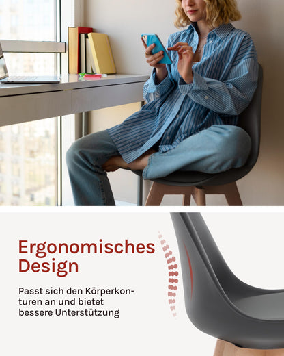 WOLTU Esszimmerstühle 4er Set – Kunstleder Skandi Grau