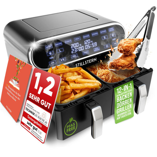 Stillstern Heissluftfritteuse 2 Kammern 8L Dual Zone Airfryer XXL