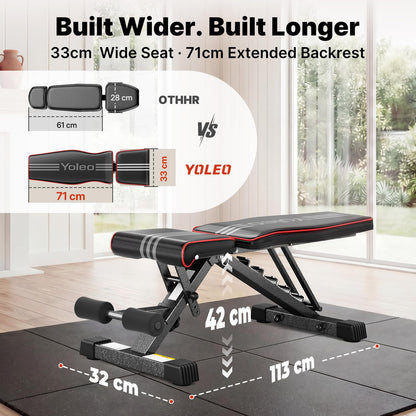 YOLEO YOL05 Verstellbare Gewichtbank, klappbar, bis 375 kg belastbar