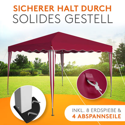 Kronenburg Faltpavillon Pavillon wasserdicht – Rot 3x3m