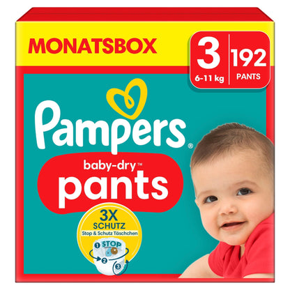 Pampers Baby-Dry Pants Grösse 3 (6-11kg) - 192 Windeln
