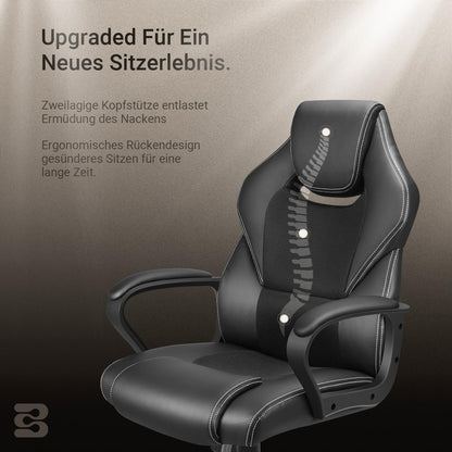 BASETBL Chefsessel Ergonomisch 150kg – PU Leder Schwarz