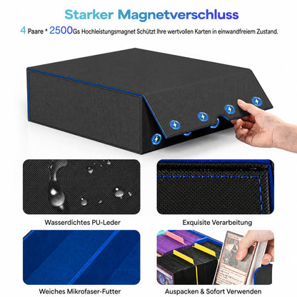 UAONO Kartenaufbewahrungsbox für 2400+ Sammelkarten, schwarz-blau