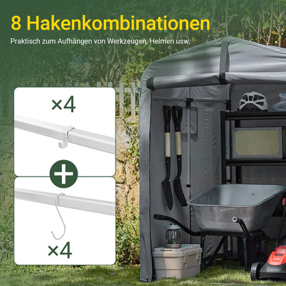 SoBuy KLS11-DG Fahrradgarage Geräteschuppen wetterfest - Grau
