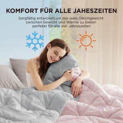 BEDSURE Bettdecke 155x220 cm Ganzjahresdecke 300GSM, Pinkesque/Grau