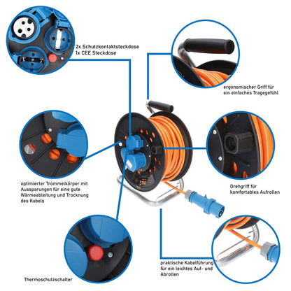 KALLE DAS KABEL EXTREME SIGNAL CEE Camping Kabeltrommel - H07BQ-F 25m
