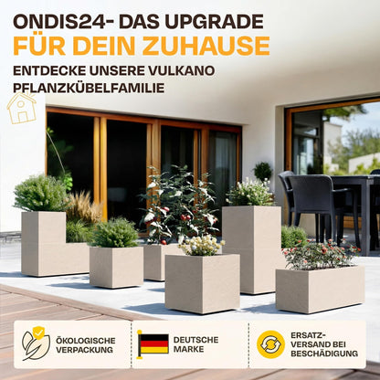 Ondis24 Pflanzkübel Vulkano 2er-Set, 50 L, Wasserspeicher, Leinen