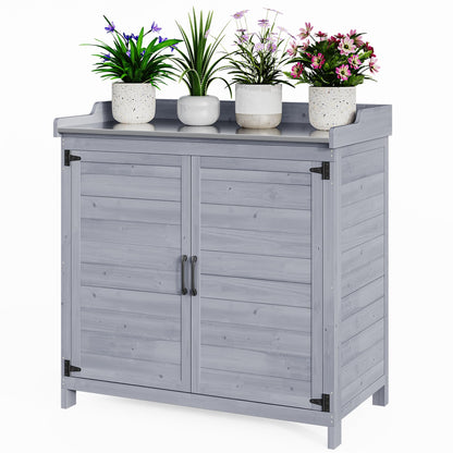 Bealife Pflanztisch mit Unterschrank Gartenschrank - Grau