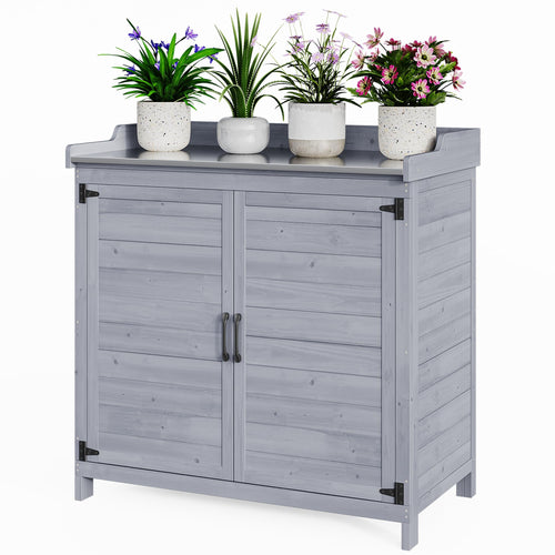 Bealife Pflanztisch mit Unterschrank Gartenschrank - Grau