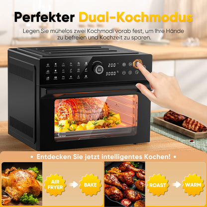 cookwise Heissluftfritteuse XXL 30L Minibackofen mit Umluft, 1800 W