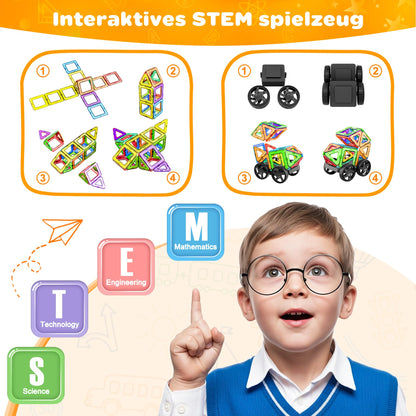 COOLJOYA Magnetische Bausteine 136 Teile, STEM Spielzeug ab 3 Jahre