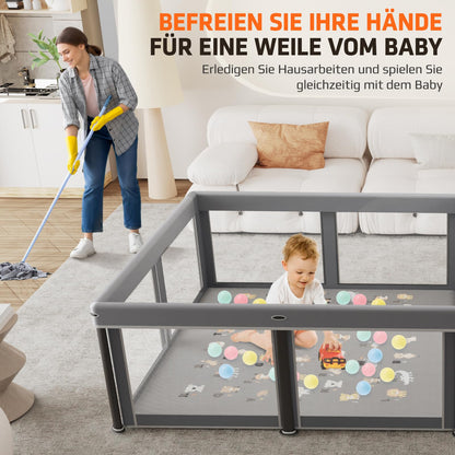 SPRX Baby Laufstall faltbar mit Matte, 127 x 127 cm, inkl. 30 Bälle