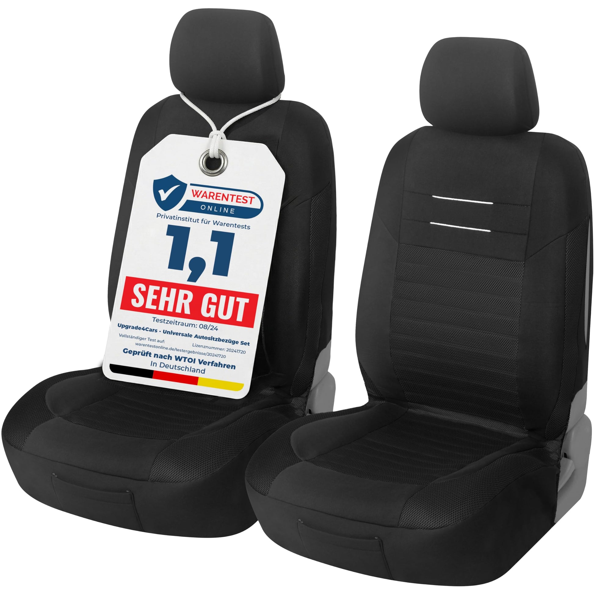 Upgrade4cars Autositzbezüge Vordersitze Schwarz Universal 4-teilig, Polyester mit Schaumstoffpolsterung