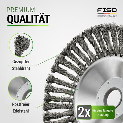 FISO Profi Unkrautbürste 2er Set – Wildkrautbürste für Motorsense