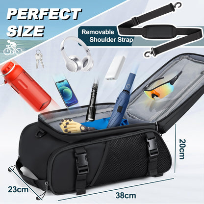 RAINSMORE 3-in-1 Gepäckträgertasche 15L, wasserdicht, schwarz